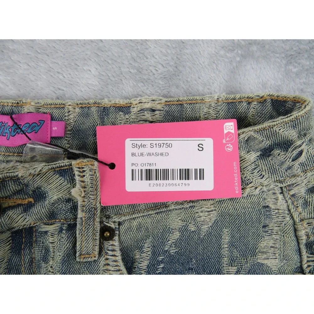 New Jeans‎ Women Small Blue Washed Acid Wash Distressed Wide Leg